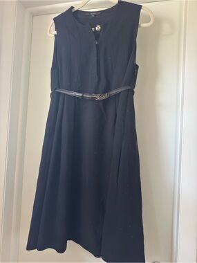 Gucci Black Sleeveless A-Line Dress with Logo Belt Accent